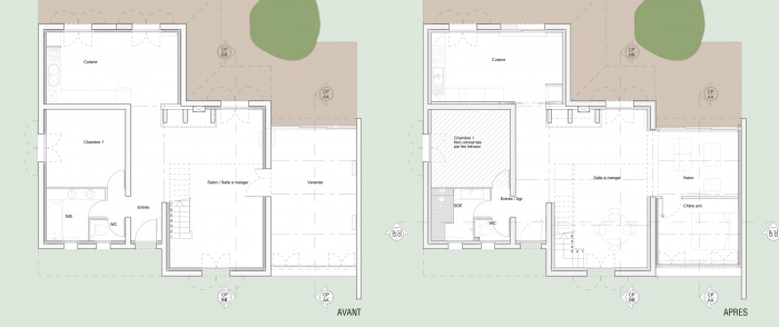 Ramnagement d'une maison d'habitation : PLAN RODES AVANT APRES